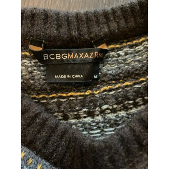 BCBGMAXAZRIA Fair Isle Knit Sweater Mini Dress Short Sleeves Cotton &Lambswool - Picture 3 of 6